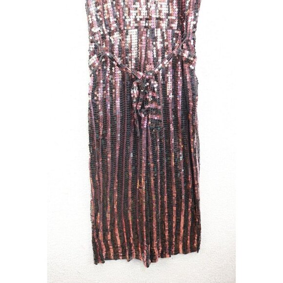 Michael Kors Allover Sequins Jumpsuit-Size Small-Pockets-Evening-Party-Belted - Picture 10 of 13